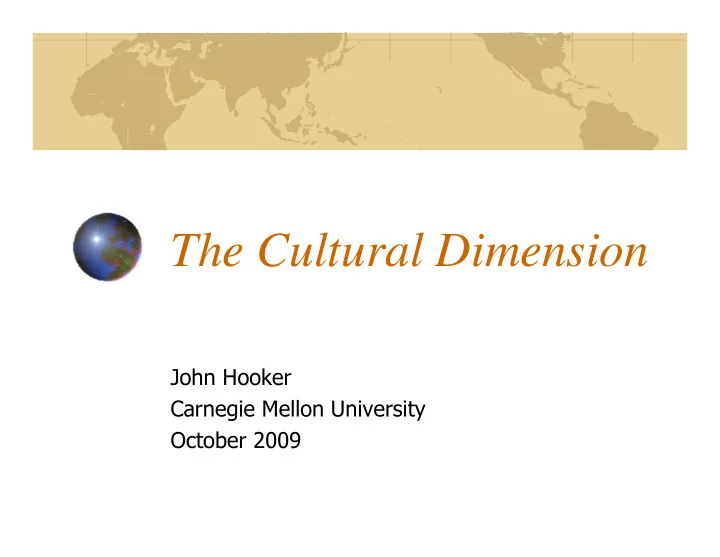the cultural dimension