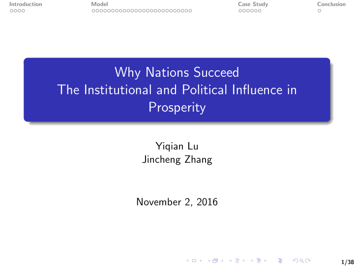why nations succeed the institutional and political