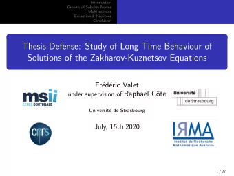 Thesis Defense: Study of Long Time Behaviour of  Solutions of the Zakharov-Kuznetsov Equations