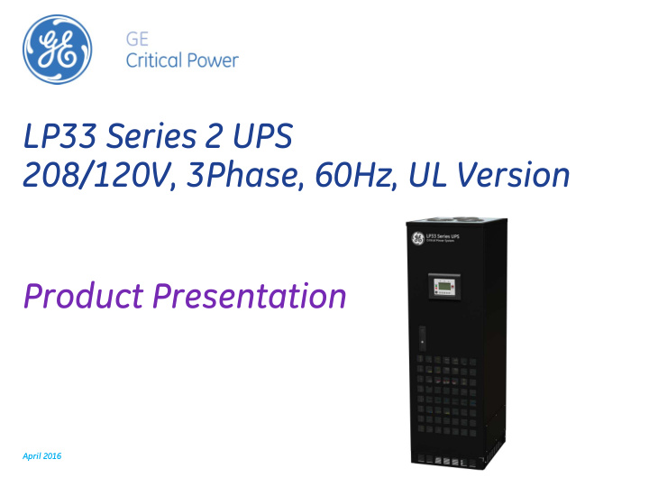lp33 series 2 ups 208 120v 3phase 60hz ul version product