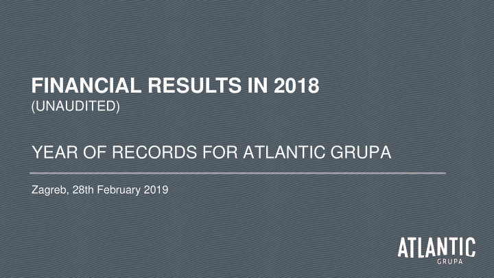 financial results in 2018