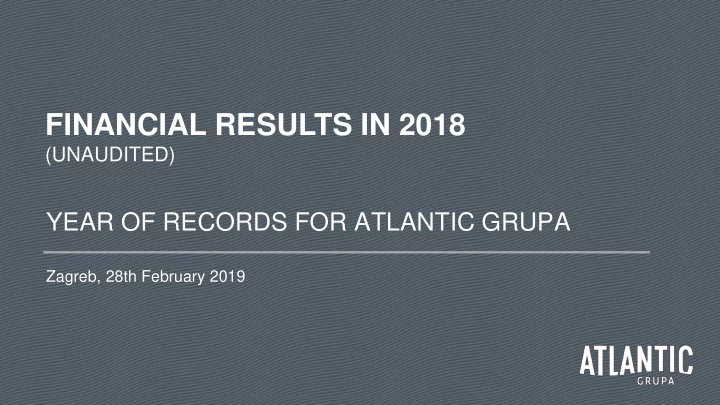 financial results in 2018