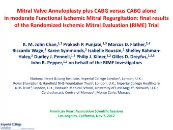 in moderate Functional Ischemic Mitral Regurgitation: final results  of the Randomized Ischemic