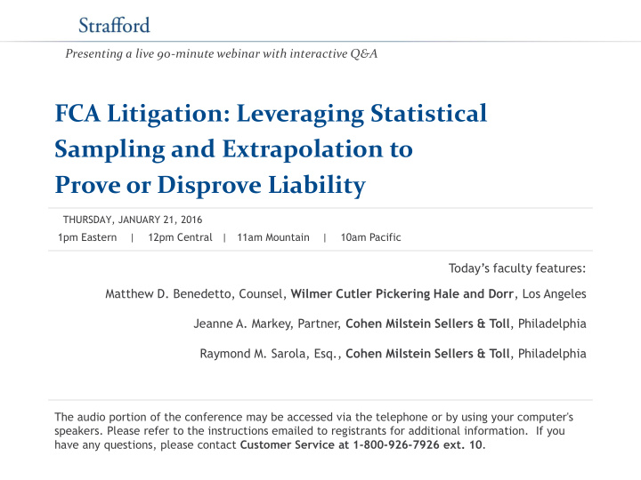 fca litigation leveraging statistical sampling and