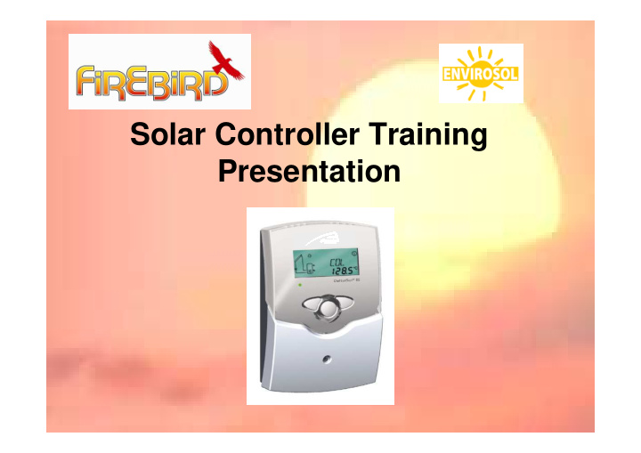 solar controller training presentation