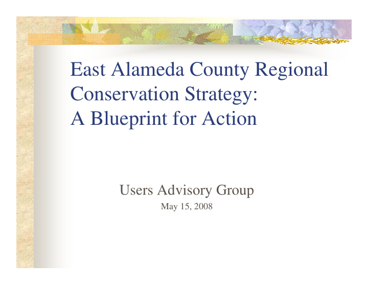 east alameda county regional conservation strategy a