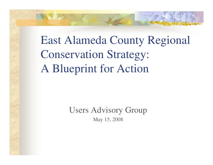 east alameda county regional conservation strategy a