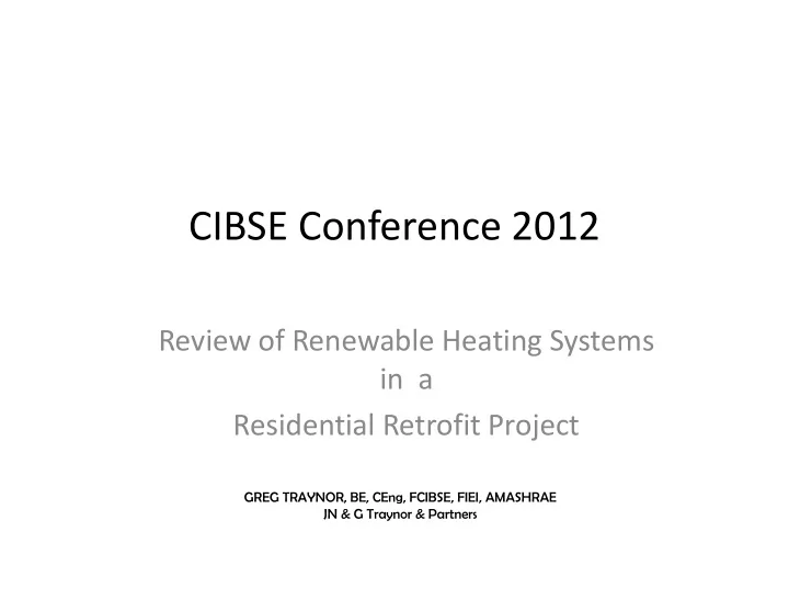 cibse conference 2012