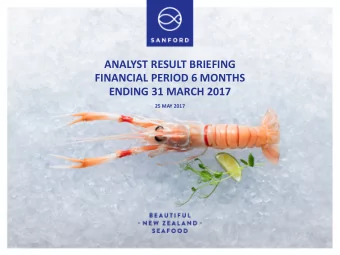 ANALYST RESULT BRIEFING  FINANCIAL PERIOD 6 MONTHS  ENDING 31 MARCH 2017  25 MAY 2017  DISCLAIMER