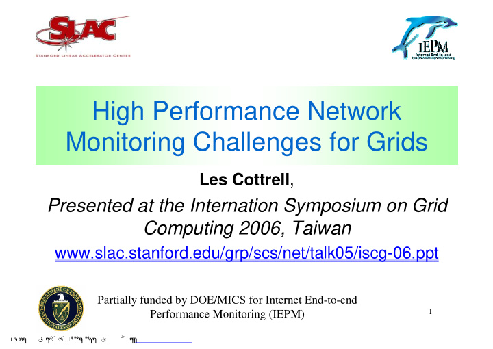 high performance network monitoring challenges for grids