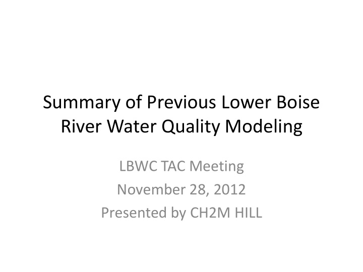 river water quality modeling