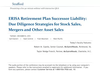 ERISA Retirement Plan Successor Liability:  Due Diligence Strategies for Stock Sales, Mergers and