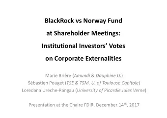 BlackRock vs Norway Fund  at Shareholder Meetings:  Institutional Investors Votes  on Corporate
