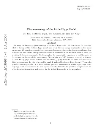 arXiv:hep-ph/0301040 v4   2 Apr 2004  Department of Physics, University of Wisconsin,  1150