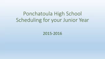 Ponchatoula High School  Scheduling for your Junior Year  2015-2016  Scheduling Procedures  Online