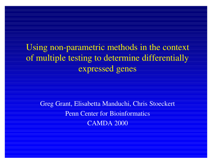 using non parametric methods in the context of multiple