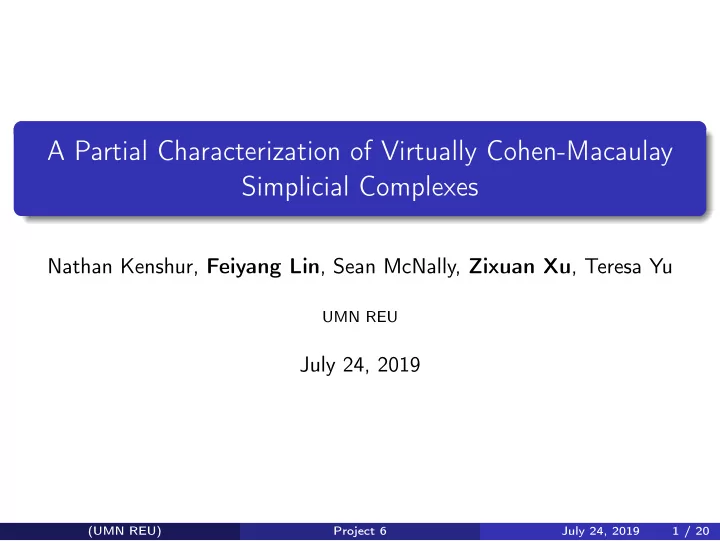 a partial characterization of virtually cohen macaulay