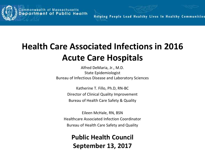 health care associated infections in 2016 acute care