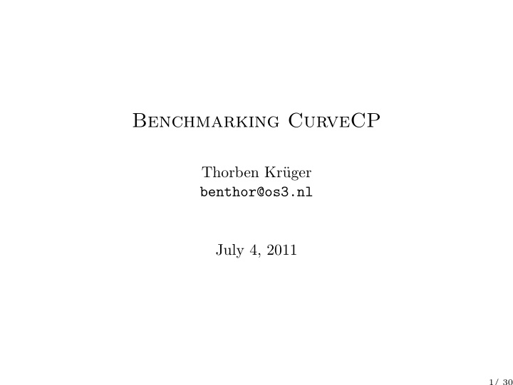 benchmarking curvecp