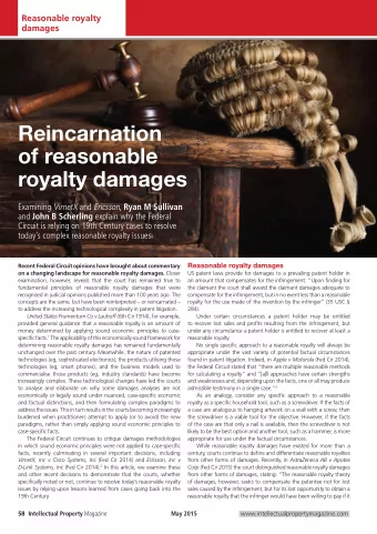 Reincarnation  of reasonable  royalty damages Examining VirnetX and Ericsson , Ryan M Sullivan and