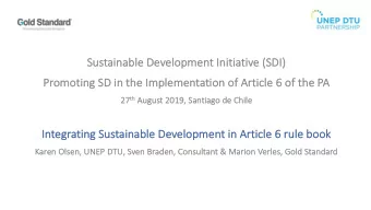 Su  Sustainable Development Initiative (SD  SDI)  Pr  Promoting SD in the Implement  ntation of