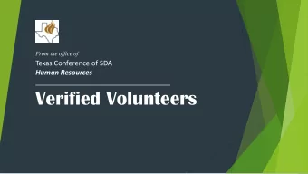 Verified Volunteers  Verified Volunteers  New Volunteer Screening Coordinator  Irene Lazarus