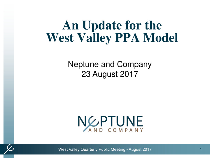 west valley ppa model
