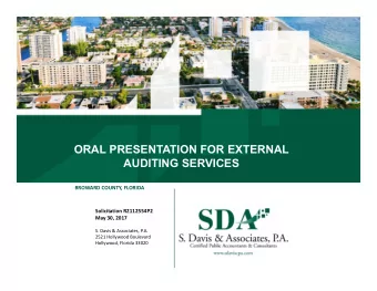 ORAL PRESENTATION FOR EXTERNAL  AUDITING SERVICES BROWARD COUNTY, FLORIDA Solicitation R2112554P2