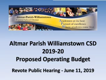 Altmar Parish Williamstown CSD  2019-20  Proposed Operating Budget  Revote Public Hearing - June