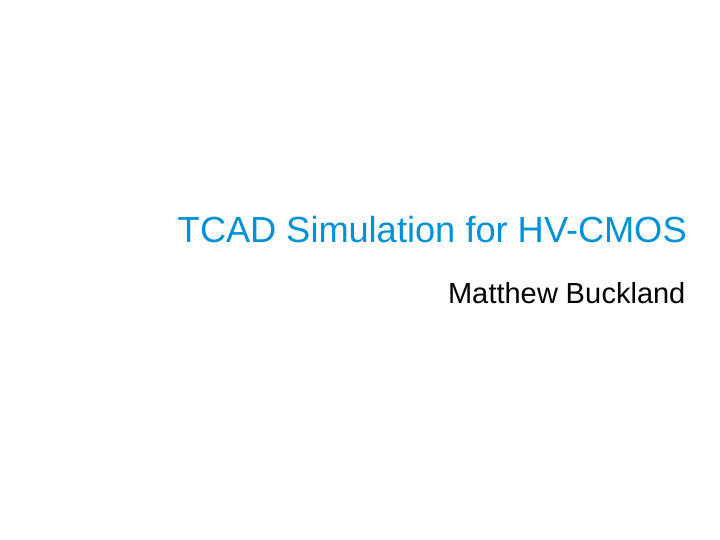 tcad simulation for hv cmos