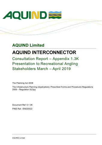 AQUIND INTERCONNECTOR  Consultation Report  Appendix 1.3K  Presentation to Recreational Angling