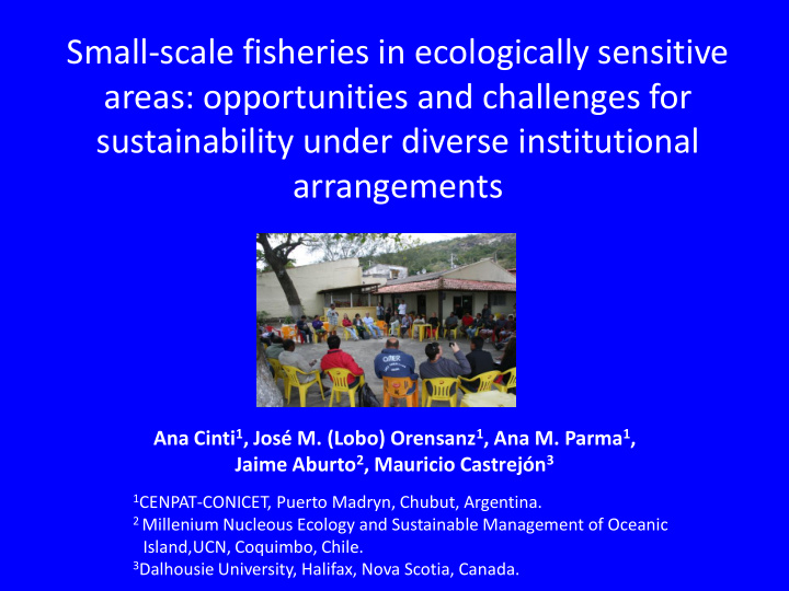 small scale fisheries in ecologically sensitive areas