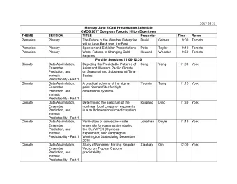 2017-05-31  Monday June 5 Oral Presentation Schedule  CMOS 2017 Congress Toronto Hilton Downtown