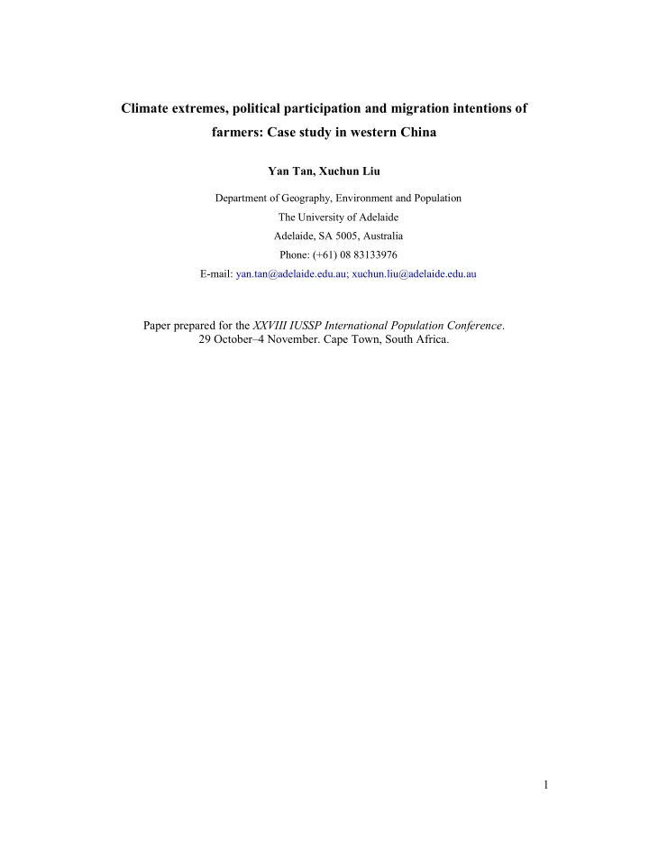 climate extremes political participation and migration