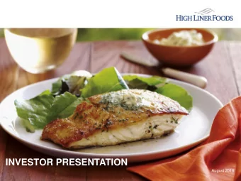 INVESTOR PRESENTATION  August 2016  DISCLAIMER:    Certain statements made in this presentation