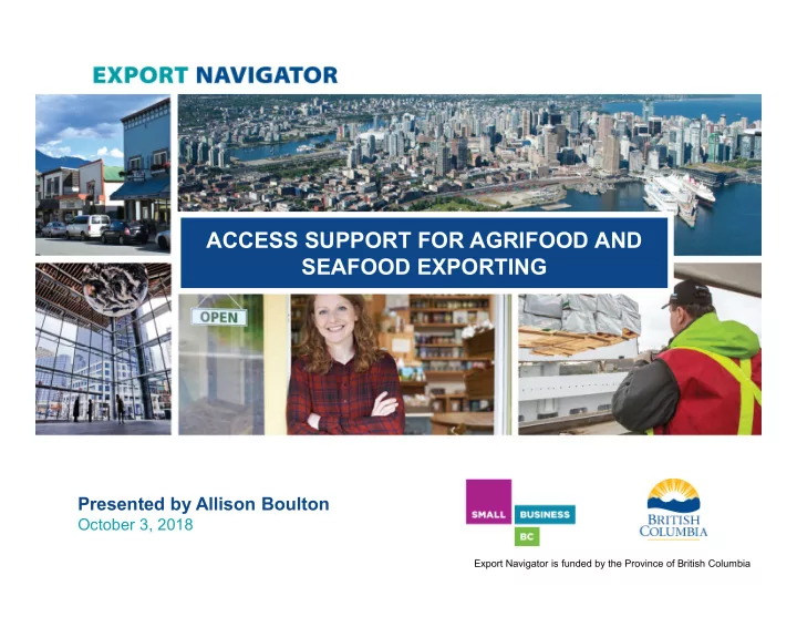 access support for agrifood and seafood exporting