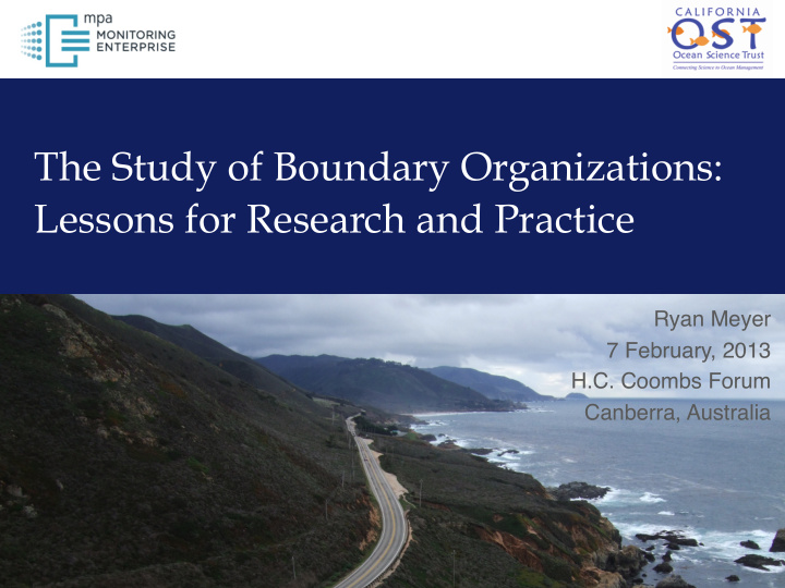 the study of boundary organizations lessons for research