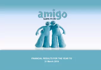 FINANCIAL RESULTS FOR THE YEAR TO  31 March 2019  Disclaimer This presentation has been prepared by