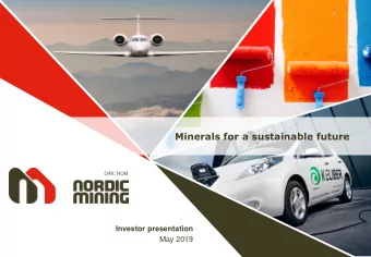 Minerals for a sustainable future  OAX: NOM  Investor presentation  May 2019  Disclaimer  IMPORTANT