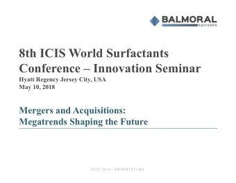 8th ICIS World Surfactants  Conference  Innovation Seminar  Hyatt Regency Jersey City, USA  May