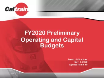 FY2020 Preliminary  Operating and Capital  Budgets  Board of Directors  May  2, 2020  Agenda Item #