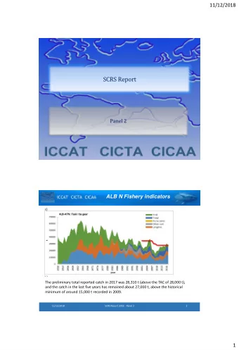 SCRS Report  Panel 2  ALB N Fishery indicators  The preliminary total reported catch in 2017 was