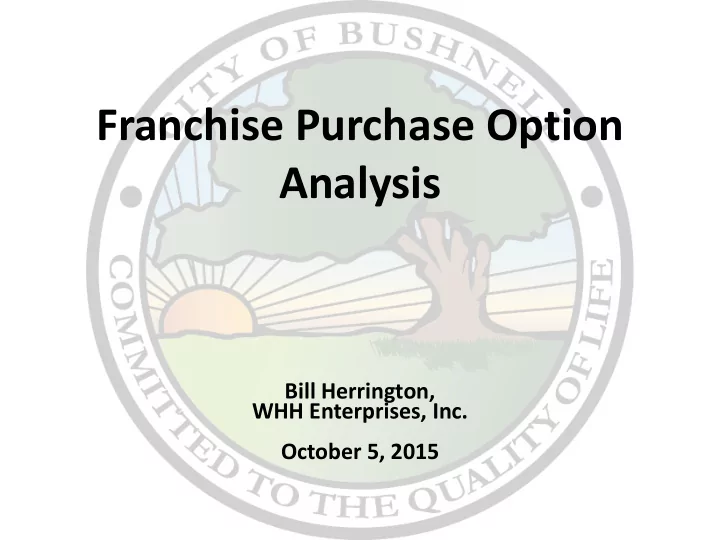franchise purchase option analysis