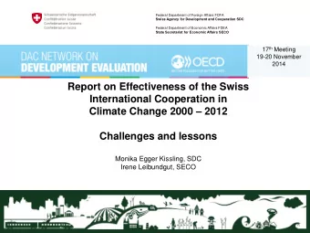 Report on Effectiveness of the Swiss  International Cooperation in  Climate Change 2000  2012