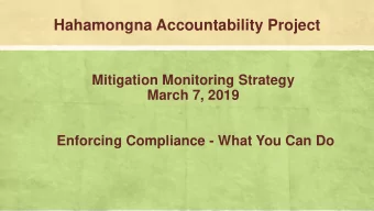 Hahamongna Accountability Project  Mitigation Monitoring Strategy  March 7, 2019  Enforcing