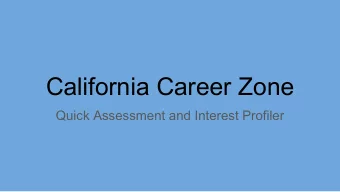 California Career Zone  Quick Assessment and Interest Profiler