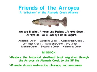 Friends of  the Arroyos  A tributary of  the Alameda Creek Alliance Arroyo Mocho * Arroyo Las