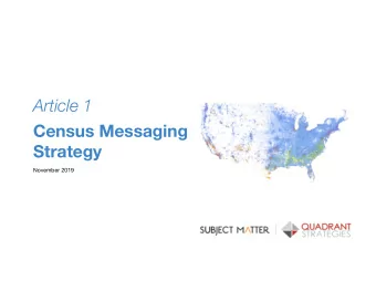 Article 1  Census Messaging  Strategy  November 2019  Research Objectives &amp; Timeline  Title