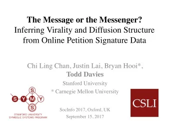 The Message or the Messenger?  Inferring Virality and Diffusion Structure  from Online Petition