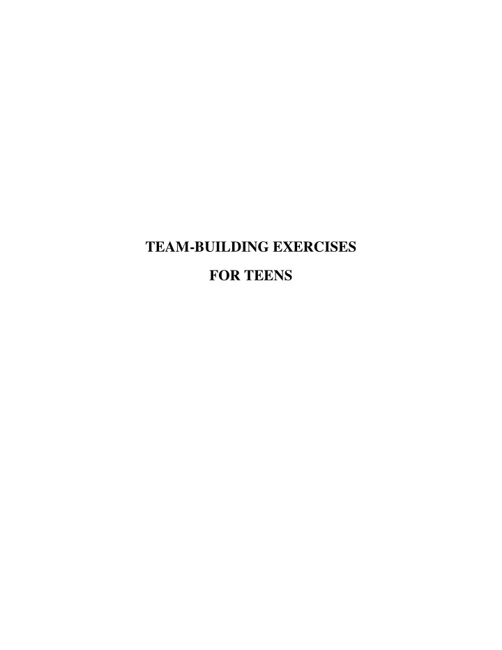 team building exercises for teens the party